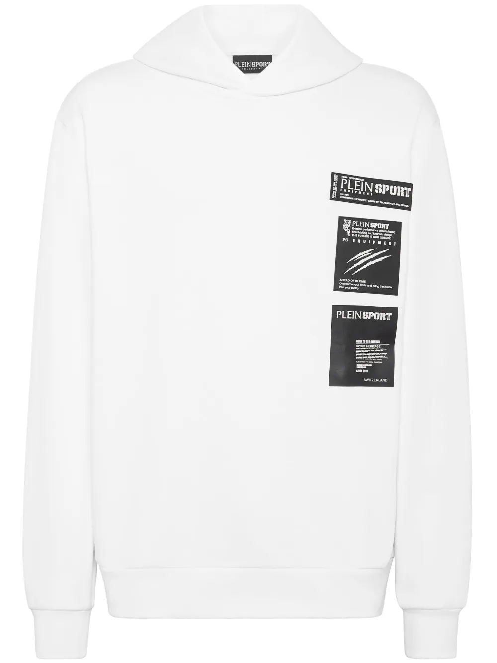 Plein Sport Scratch logo-patch hoodie - Bianco
