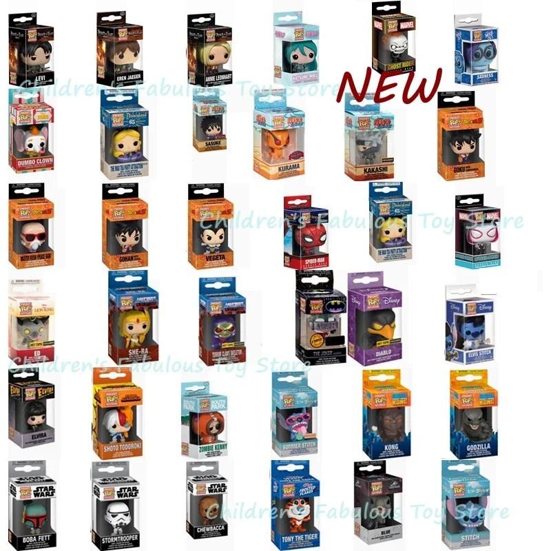 2024 Funko Pop Portachiavi Dragons Ball Star Portachiavi Wars Spiderman Attack On Levi Toy Stitch Rick Kurama Todoroki Figure Toys