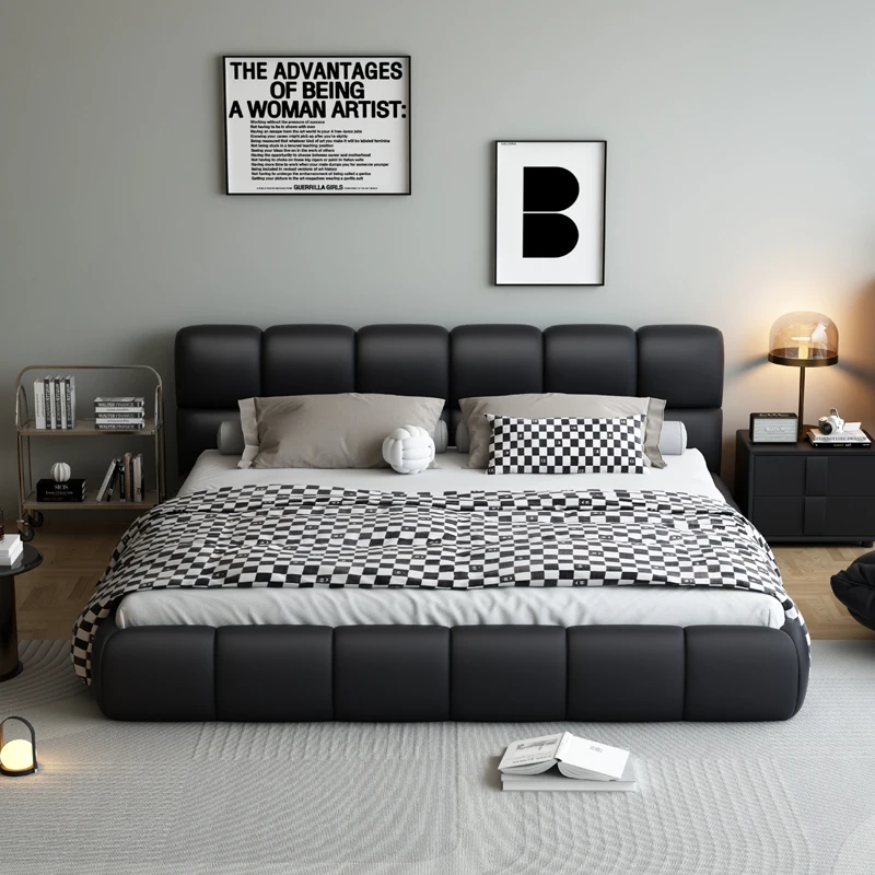 Designer Black Luxury Double Bed Modern High End Headboard Frames Letto Matrimoniale King Human Muebles Para Dormitorio Furniture