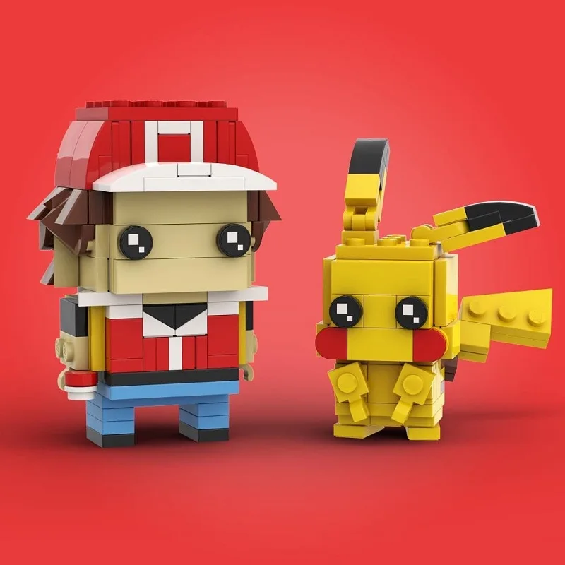 Pokemon Trainer Ash Ketchum Con Pikachu Building Block Mini Action Figure Toys