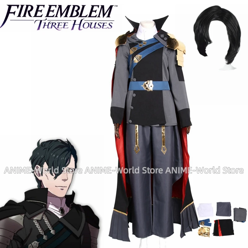 Game Fire Emblem: Three Houses Cosplay Men Hubert Shirt Jacket Pants Mantello Set Completo Costume Fancy Battle Outfit Halloween