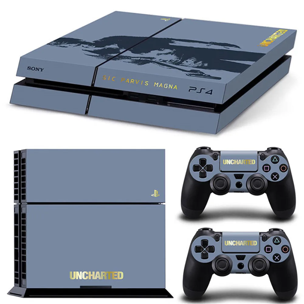 Inchetted 4 New Design Controller Vinyl Skin Sticker Per Ps4 Decal Skin Cover Per Console Ps4 + 2Pcs Controller Protection Skin