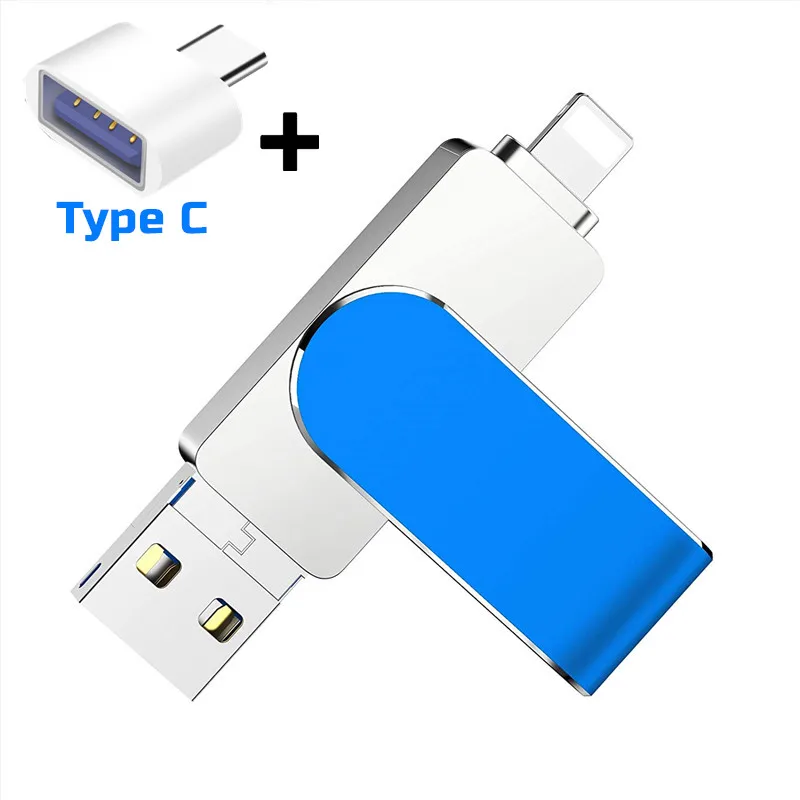 Tipo-C 4 In 1 Otg 64Gb 128Gb Pendrive Per Iphone 14 13 12 11X9 8 7 Ipad Otg Pen Drive 128Gb 64Gb Tipo C Otg Usb Flash Drive