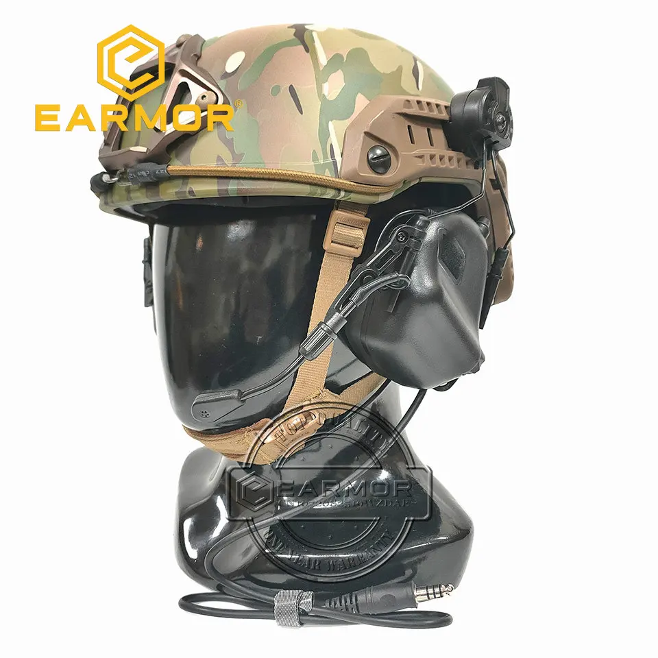 Earmor M32H Mod3 Cuffie Tattiche Militari Adattatore Per Binario Rac Set Cuffie Softair Per Comunicazione Aeronautica Con Cancellazione Del Rumore