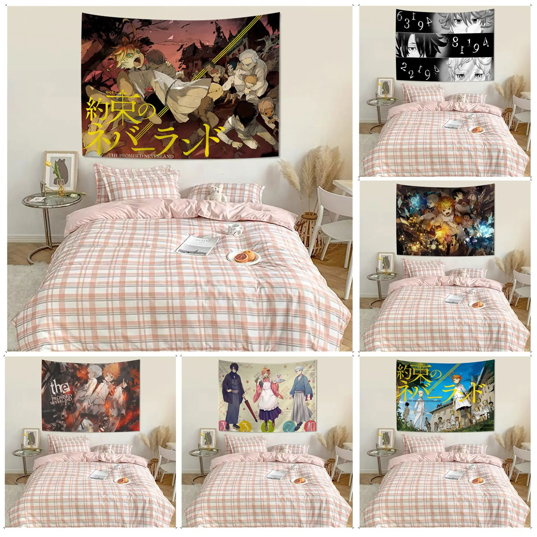 La Promessa Neverland Chart Tapestry Wall Hanging Decoration Household Wall Hanging Home Decor