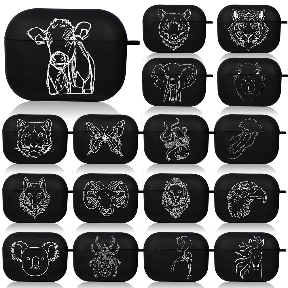 Animal King Tiger Zebra Cow Black Airpod Custodie Air Pro 3 Per Airpods Pro 2 3Rd Pods Gen Airpord Cases Line Cover Funda