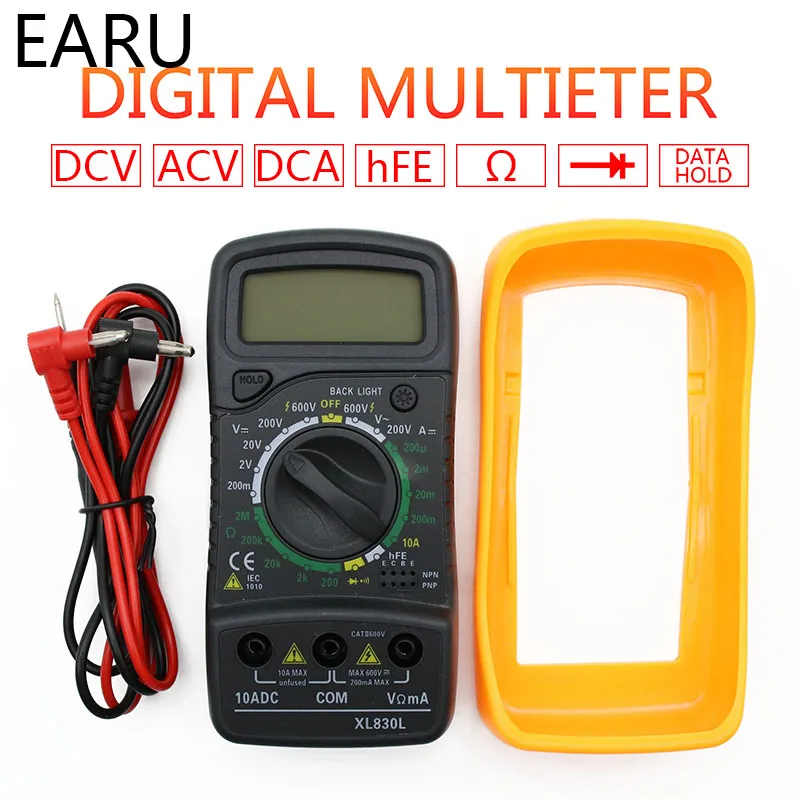Multimetro Digitale Portatile Retroilluminazione Amperometro Ac/Dc Voltmetro Ohm Tester Meter Xl830L Lcd Portatile Multimetro Tensione Corrente