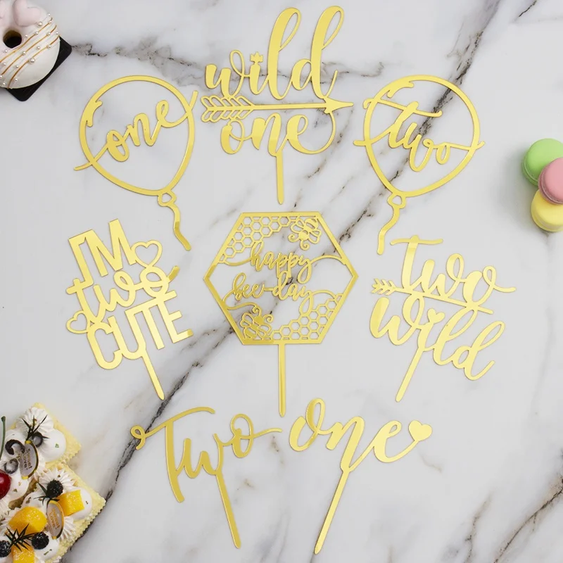【Nuovo Arrivo】 Wild One Two Happy Bee Day 1St 2Nd Birthday Party Cake Decoration For Kids Boys Girls