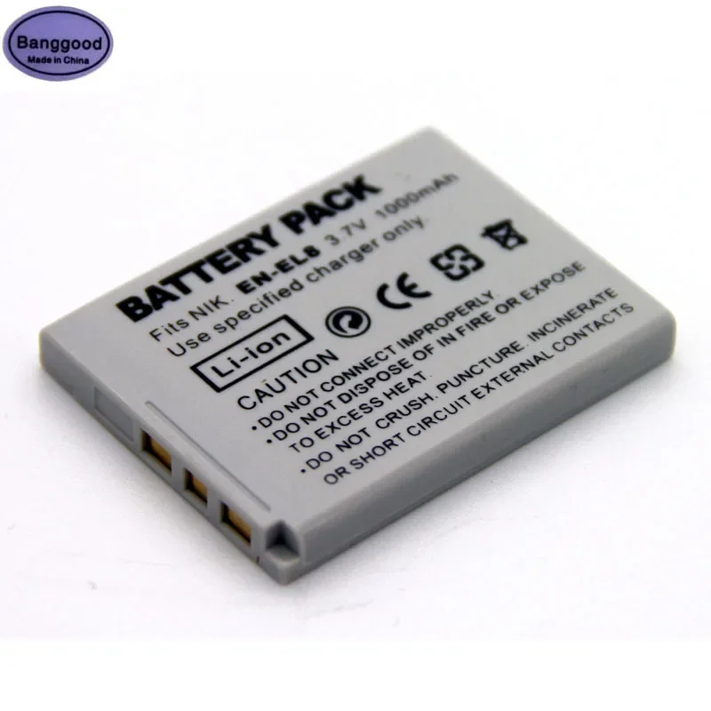 Batteria Per Fotocamera 3.7V 1000Mah En-El8 Enel8 Per Nikon Coolpix S52 S51 S51C S50 S50C S1 S2 P1 P2 S7 S7C S8 S9 S5 S6 S3 S52C