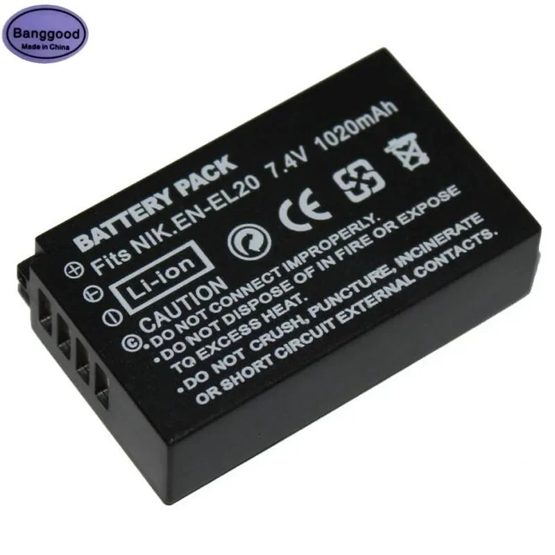 7.4V 1020Mah En-El20 En El20 Enel20 Batteria Per Fotocamera Digitale Per Nikon En-El20A Mh-27 Mh-29 Coolpix A 1 Aw1 J1 J2 J3 S1 V3