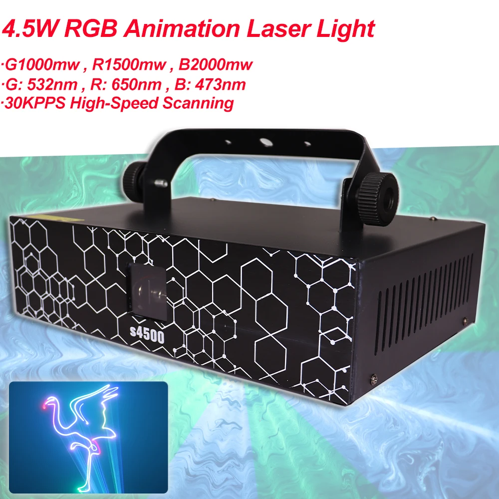 Nuovo 4.5W Rgb Animation Beam Scanner Stage Laser Light Projector Dj Disco Bar Club Party Dance Wedding Xmas Effect Show Lamp