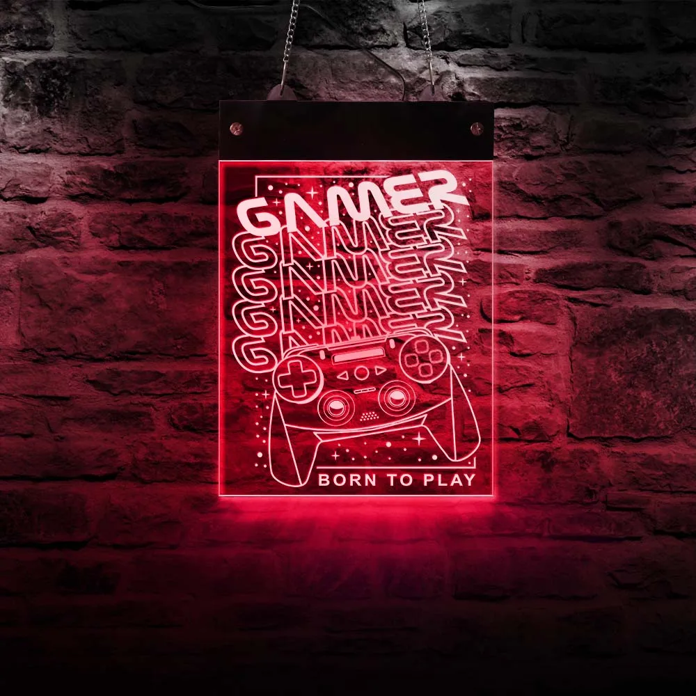 I Giocatori Nato Per Giocare Il Gioco Zone Led Neon Segno Cave Man Ragazzi In Camera Gamepad Elettronico Illuminato Segni Joystick Appeso Luce Bordo
