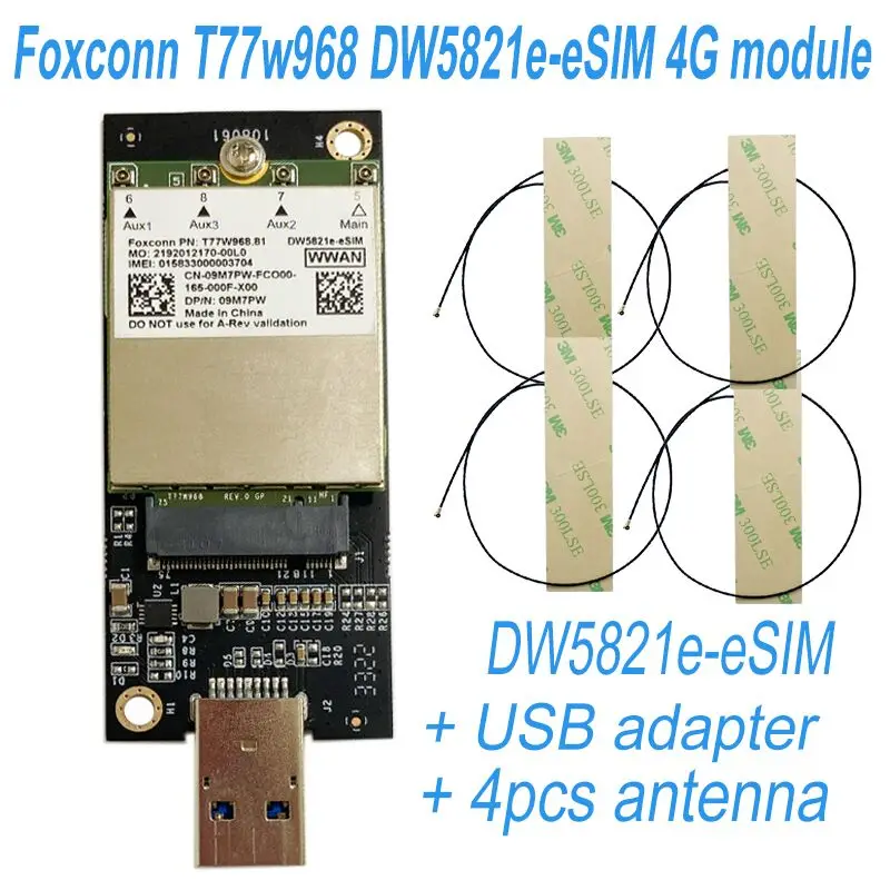 T77W968 Per Dell Dw5821E- Ssim Lte Cat16 4G Modulo Scheda Wwan Per Latitude 5420 5424 7424 Robusto Latitude 7400 / 7400 2-In