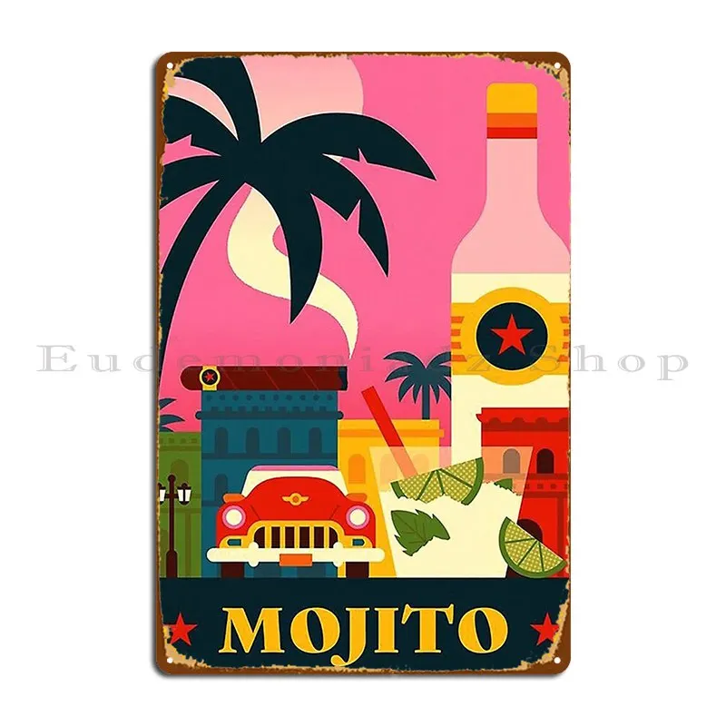 Targa In Metallo Mojito Mojito Crea Un Poster Con Segno Di Latta Per Garage Con Stampa Da Cucina Di Design