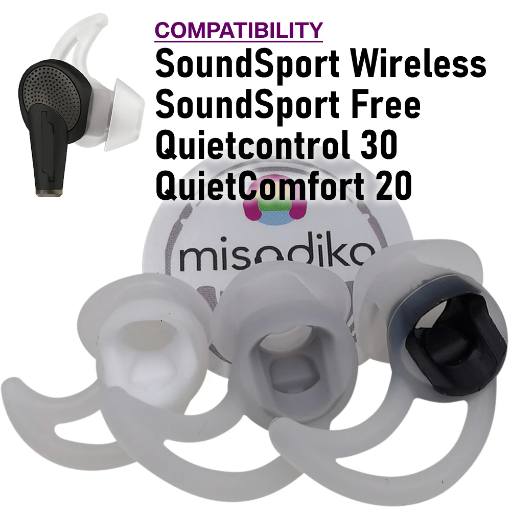 Sostituzione Delle Punte Degli Auricolari In Silicone Misodiko Per Bose Soundsport Wireless/ Free, Silent Control 30, Silent Comfort 20 (Clear, 2 Paia