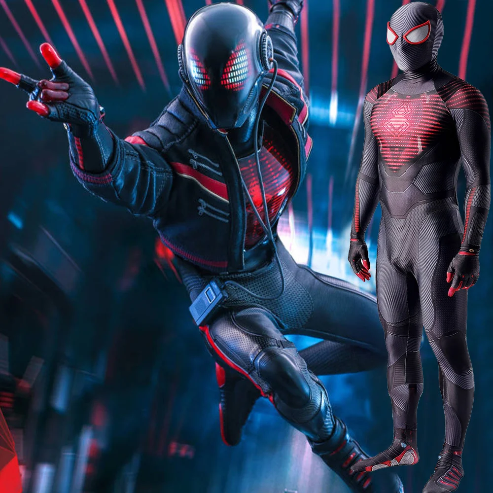Ps5 Miles Morales Spiderman Advanced Tech Suits Cosplay Superhero Zentai Body Spandex Spidey Costume Halloween Adult Outfit