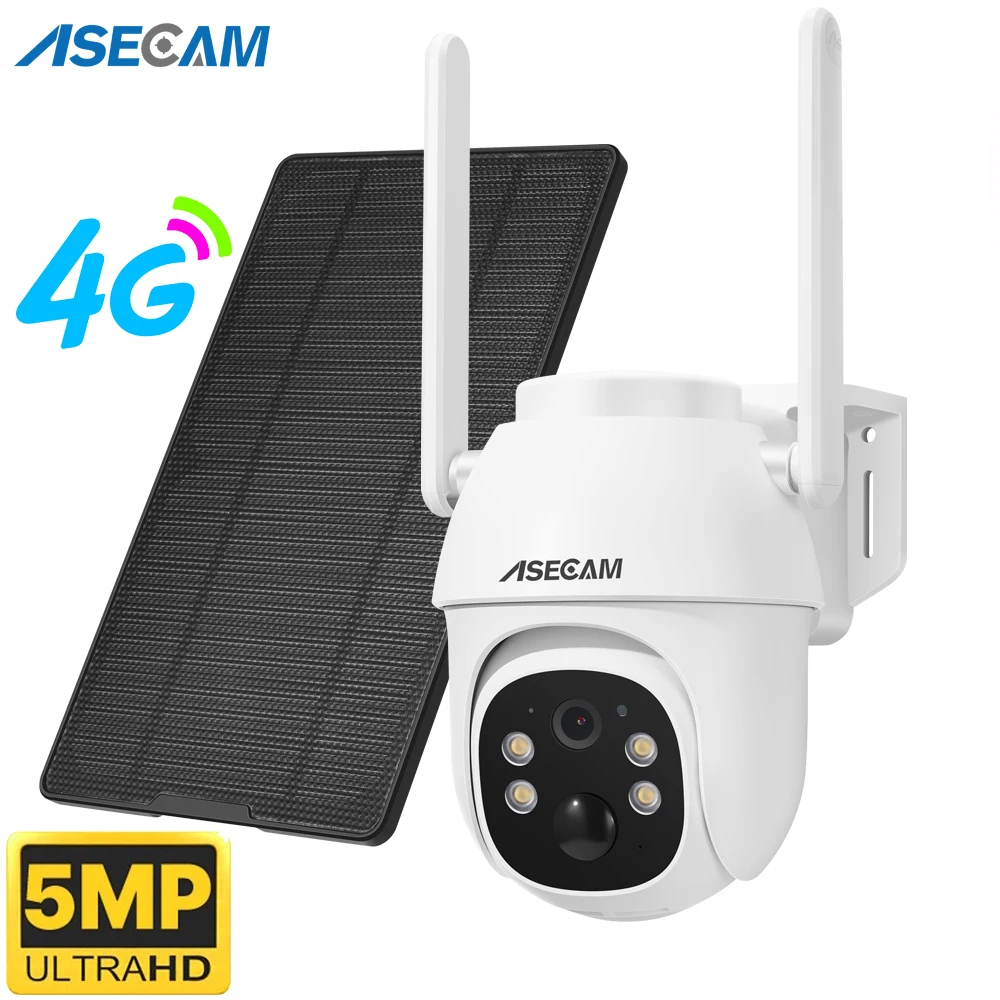 4G Sim Card 5Mp Wireless Solar Panel Camera Ptz Outdoor Human Detection Long Standby Audio Wifi Cctv Telecamera Di Sicurezza Ubox