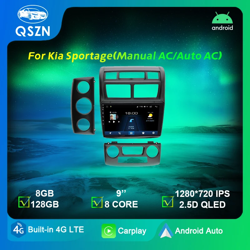 Qszn Lettore Multimediale Per Kia Sportage (Manuale Ac/Auto Ac) Carplay Android Auto Radio Autoradio 4G Navigazione Gps Dsp 48Eq 2Di