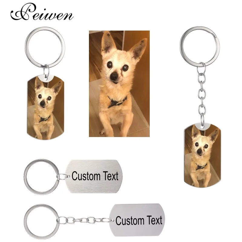 Personalizzato Fai Da Te Dog Tag Foto Portachiavi In Acciaio Inox Personalizzato Inciso Fotografia Portachiavi Per Amore Cane Persone Cane Ricordo Nuo