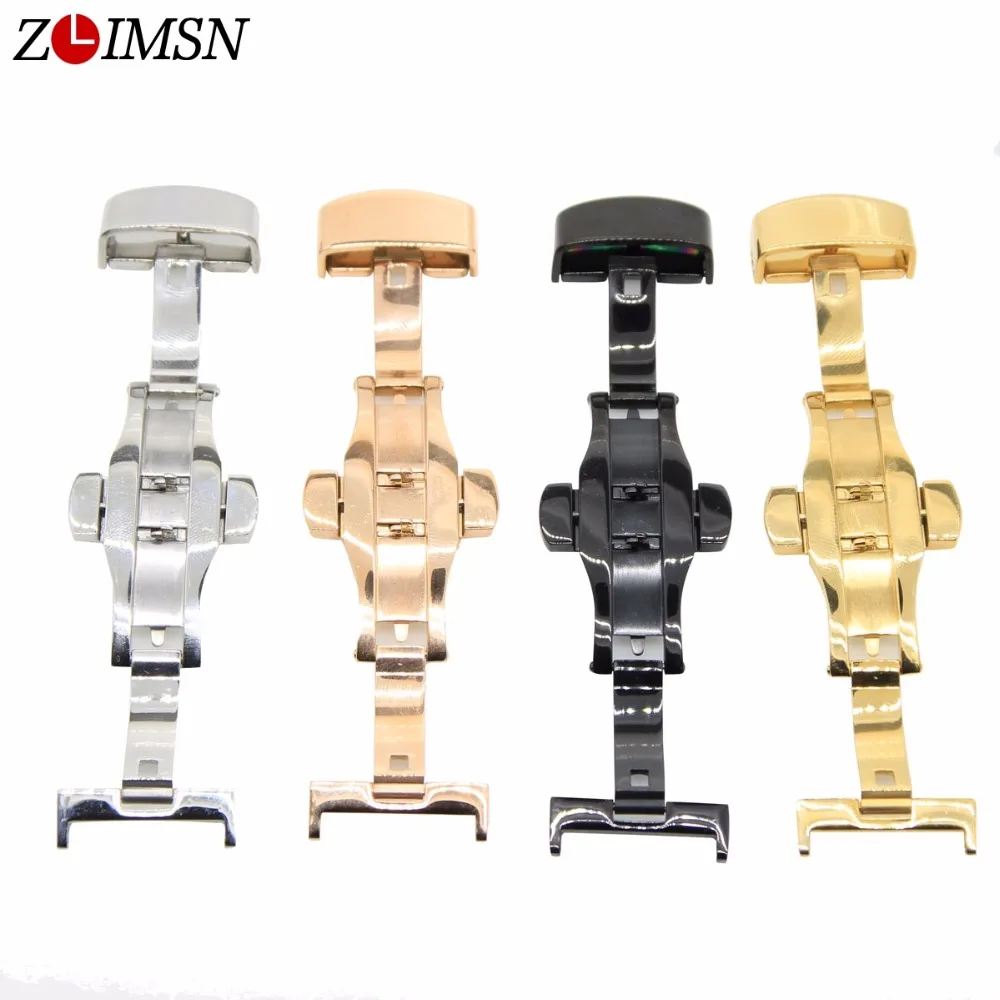 Zlimsn 24Mm Argento/Nero/Oro/Oro Rosa Cinturini Per Orologi In Metallo Chiusura Di Distribuzione Cinturino Fibbia Per Cintura Relojes Hombre 2017 K09