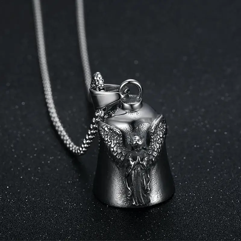 Acciaio Al Titanio Punk Style Exorism Bell Crisp Bells Aggiungi Fortuna Moto Guardian Bell Lucky Angel Punk Style Wings Crisp Bells