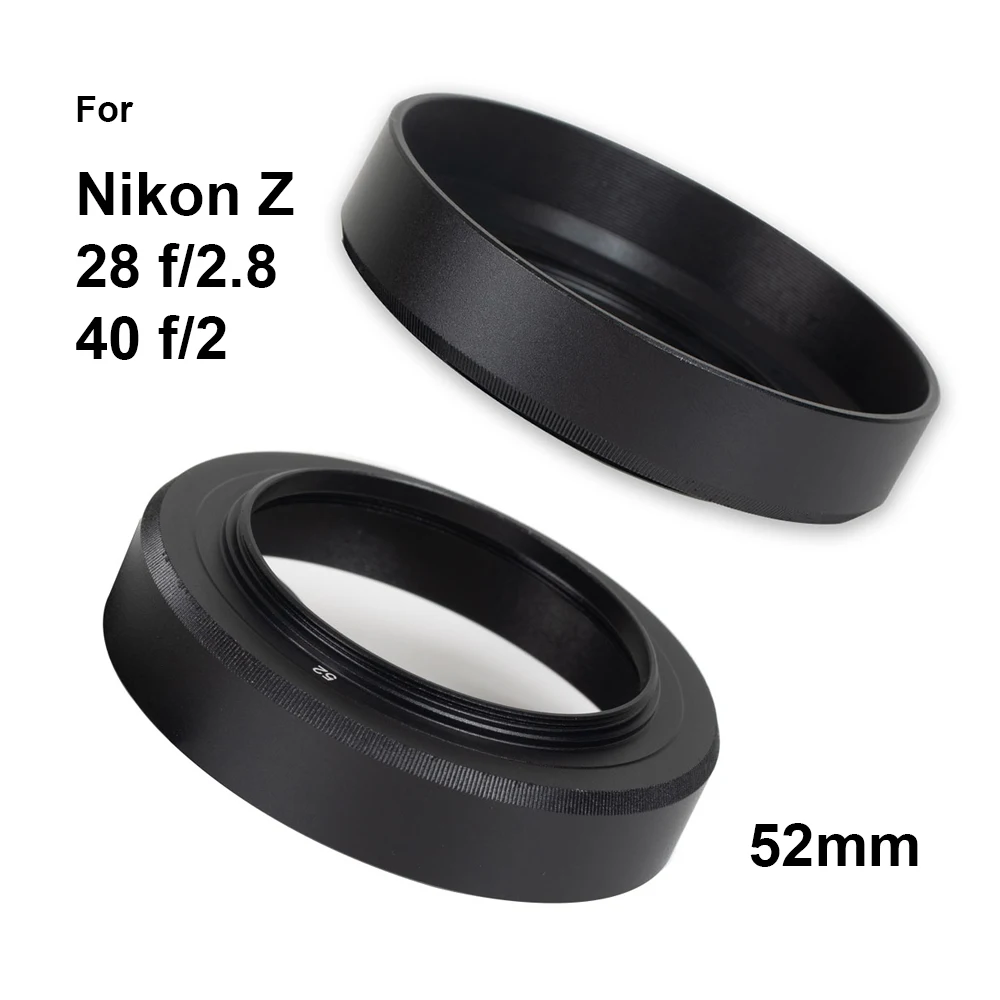 Per Nikon Z 28Mm F/2.8 , Z 40Mm F/2 Obiettivo Ecc. Hf-52 52Mm Avvitabile Paraluce In Metallo 52Mm Filettatura Filtro