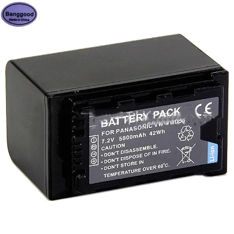 Batteria Per Fotocamera Vw-Vbd58 Vbd29 Vbd78 Ag-Vbr59 Per Panasonic Bgh1 Hc-X1 Hc-X1500 X2000, Ag-Cx10 Cx350 Ac30 Ux90 Dvx200 Aj-Px270 23