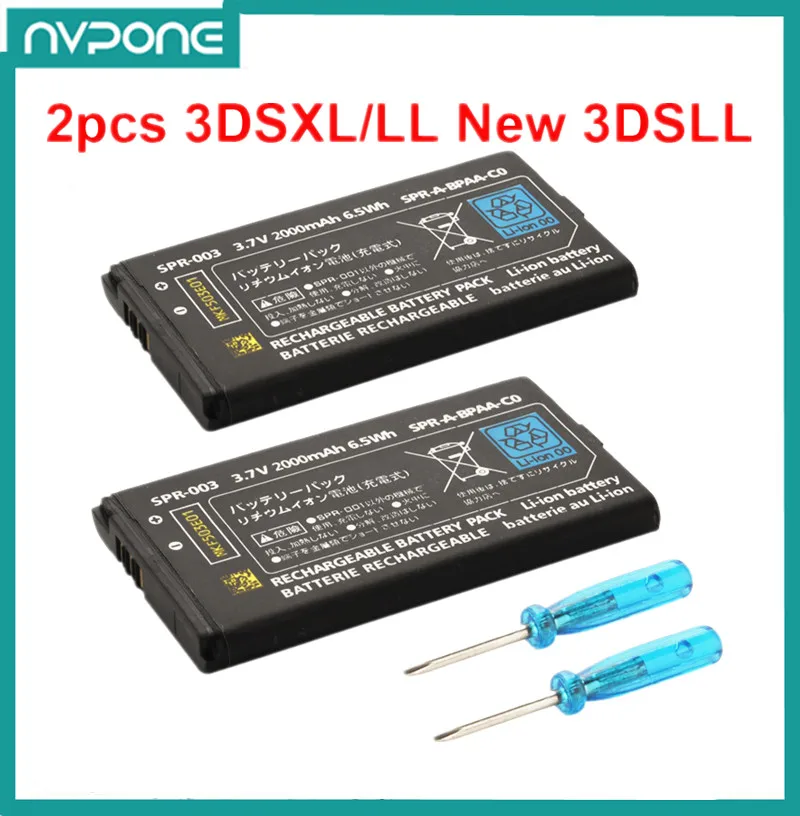 2 Pz/Lotto 2000Mah 3.7V Batteria Ricaricabile Li-Ion Battery Pack Per Nintendo 3Ds Ll/Xl 3Dsll 3Dsxl Nuovo 3Dsll Nuovo 3Dsxl Nuovo 3Ds Xl Batteria
