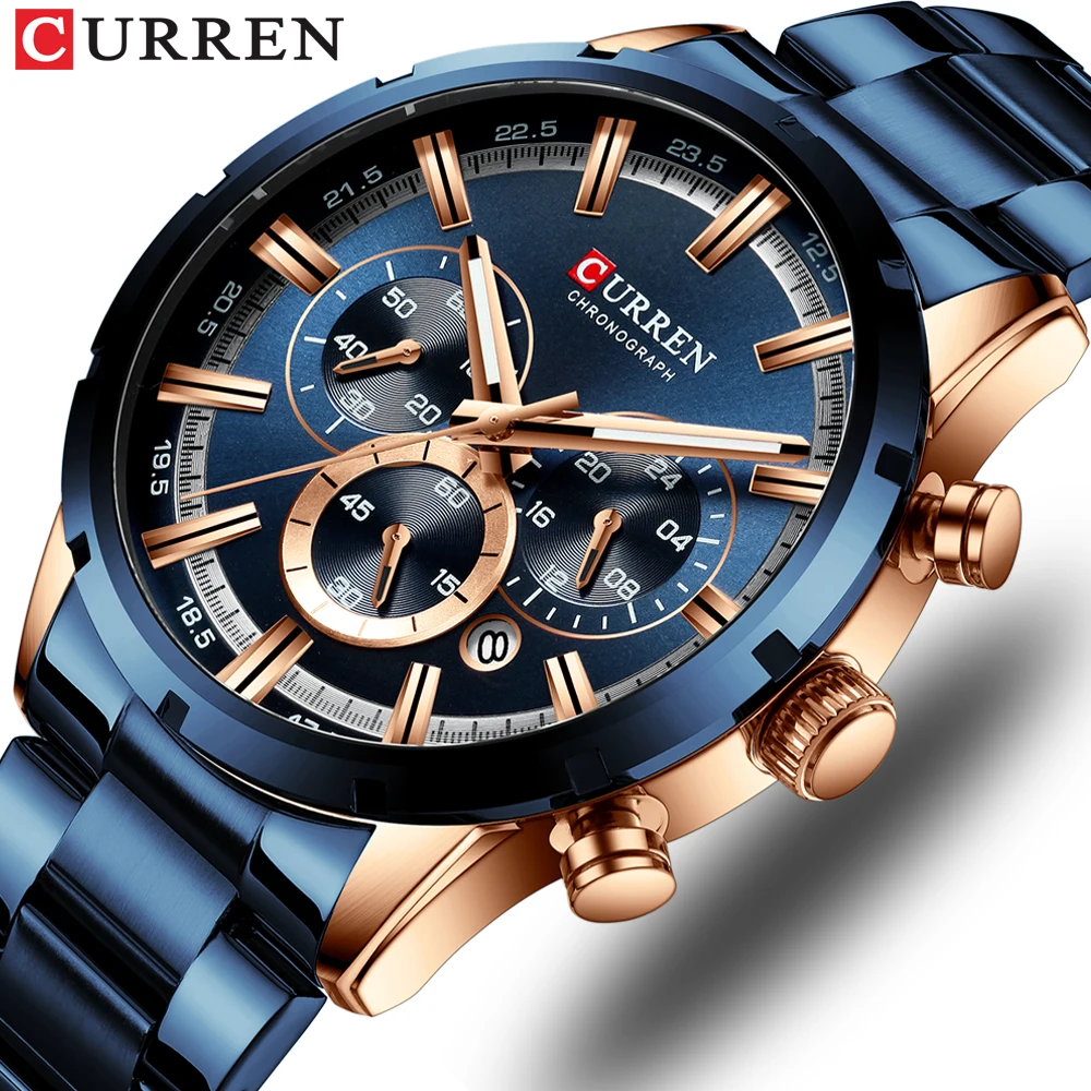 Curren New Fashion Watches Con Acciaio Inossidabile Top Brand Luxury Sports Chronograph Orologio Al Quarzo Da Uomo Relogio Masculino