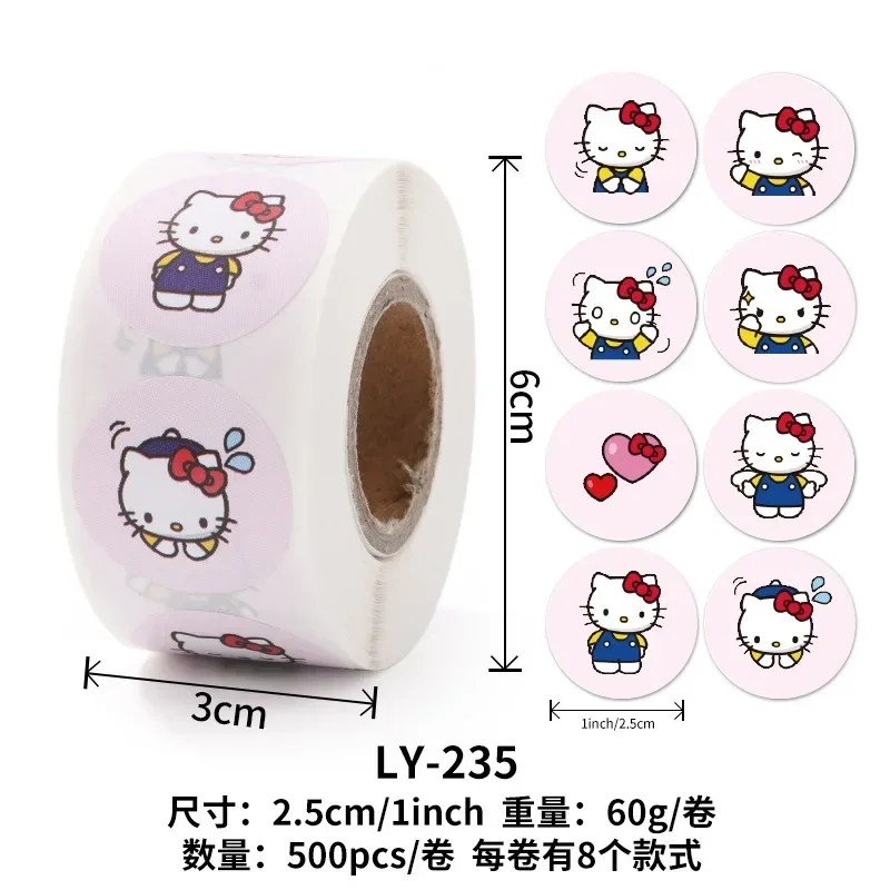 500Pcs Sanrio Stickers Kawaii Anime Hello Kitty Kuromi Cinnamoroll Roll Stickers Cute Cartoon Reward Sticker Bambini Regali Di Compleanno
