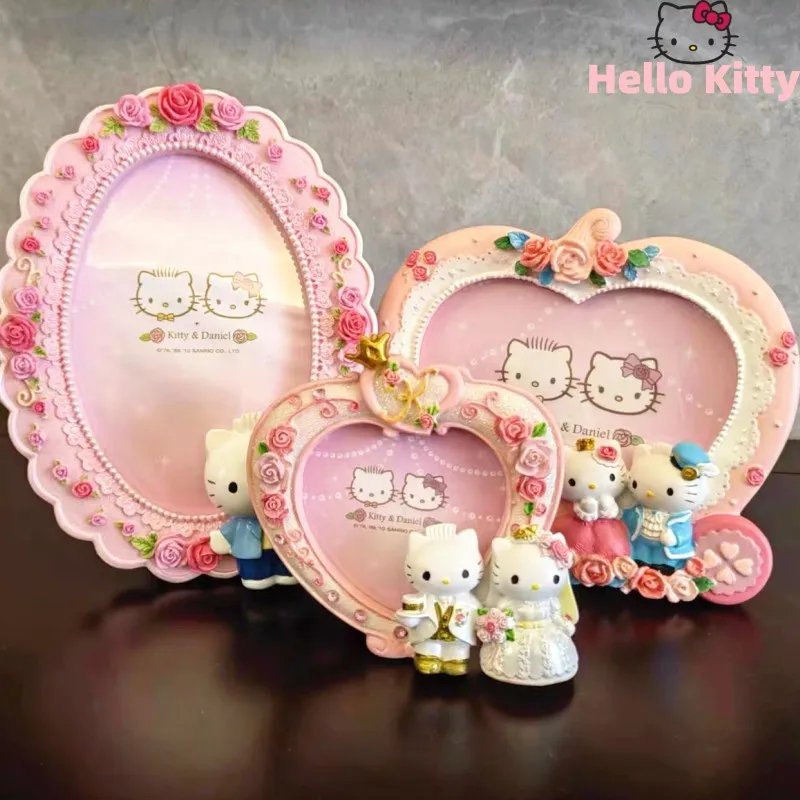 Sanrio Hello Kitty Pumpkin Carriage Resin Photo Frame Cartoon Poster Hanger Anime Decoration Ornamenti Desktop Artigianato Regali
