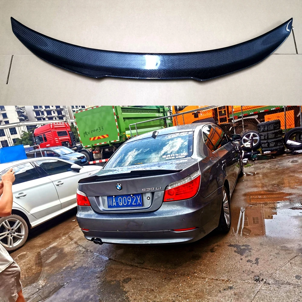 Per E60 M5 Car Rear Trunk Spoiler Wing Per Bmw Serie 5 E60 M5 2004 - 2009 In Fibra Di Carbonio Posteriore Tronco Boot Coperchio Lip Wing Spoiler