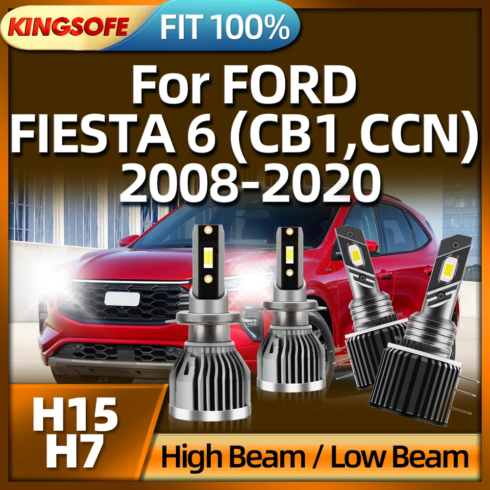 Kingsofe 110W H7 Led Car Headlight H15 Lampadina Auto Light 6000K Per Ford Fiesta 6 2008 2009 2010 2011 2012 2013 2014 2015 2016-2020