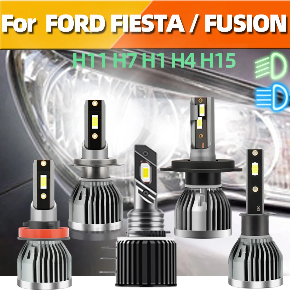 Roadsun 2/4Pcs Led Headlight H11 H7 H1 H4 H15 Lampadine Per Auto 6000K 26000Lm Super Bright High Low Beam Per Ford Fiesta Fusion
