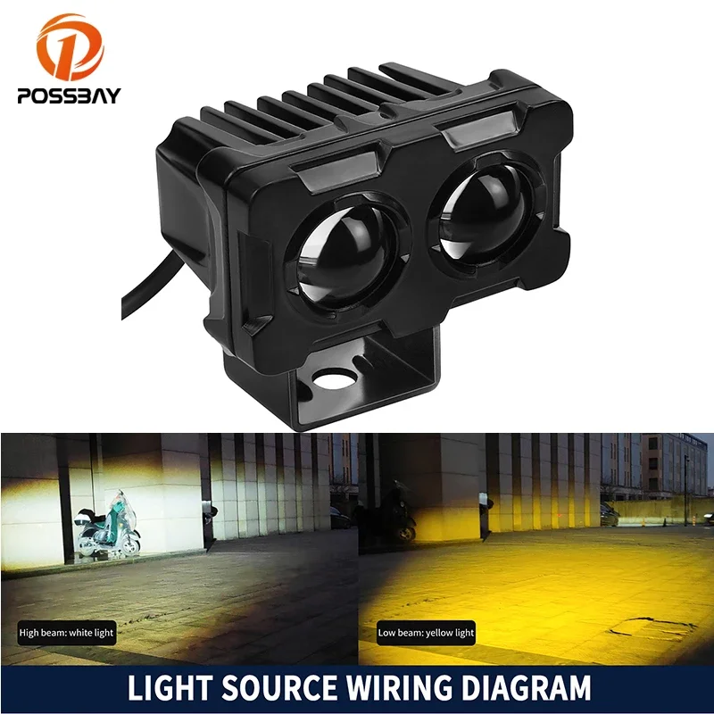 Faretto A Led Per Moto Faro Fendinebbia Hi/Low Beam Lampada Aggiuntiva Ausiliaria Per Camion Dirt Bike Suv Utvs Faretti Moto