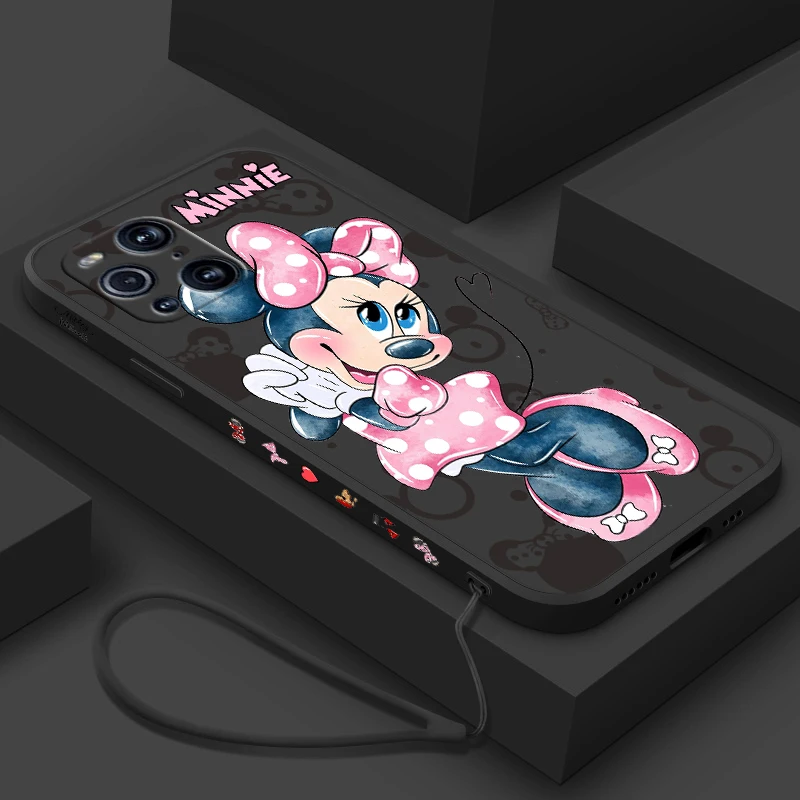 Daisy Minnie Best Friends For Oppo Find X6 X5 X3 X2 Pro Lite Neo Liquid Left Rope Silicone Tpu Fundas Cover Phone Case