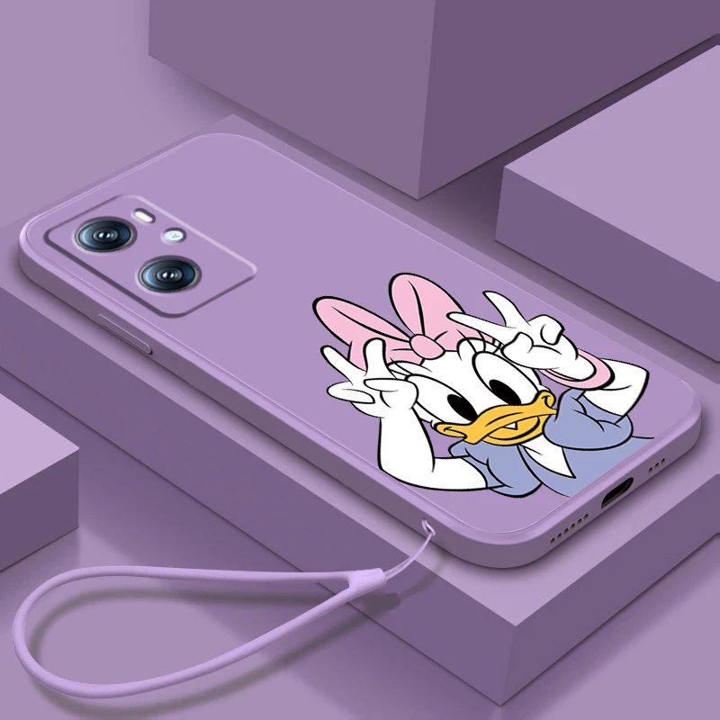 Daisy Minnie Best Friends Liquid Rope Per Oppo Find X6 X5 X3 A98 A96 A94 A93 A77 A76 A74 A72 A57 A53 A16 5G Back Phone Case