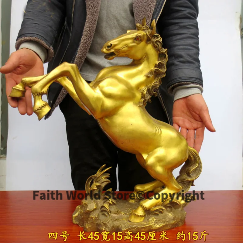 Grande Home Shop Company Business Boom Money Drawing Porta Fortuna Successo Golden Horse Bronze Carving Feng Shui Statue