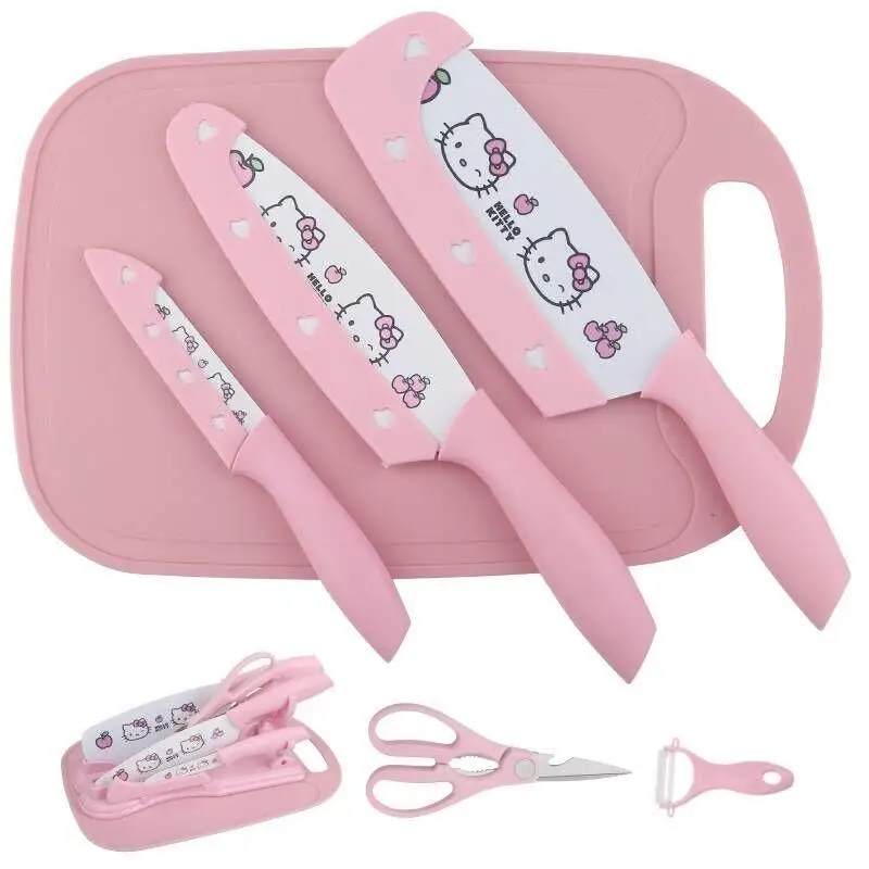 Kawaii Hello Kitty Doraemon Cute Kitchen Knife Kitchen Household Cartoon Kt Fruit Knife Forbici Peeling Knife Set Toys For Girl
