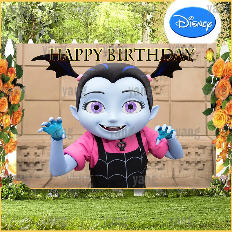 Custom Disney Funny Bloodsucking Girl Junior Vampirina Party Fondali Happy Birthday Photography Sfondi Per Photo Wall