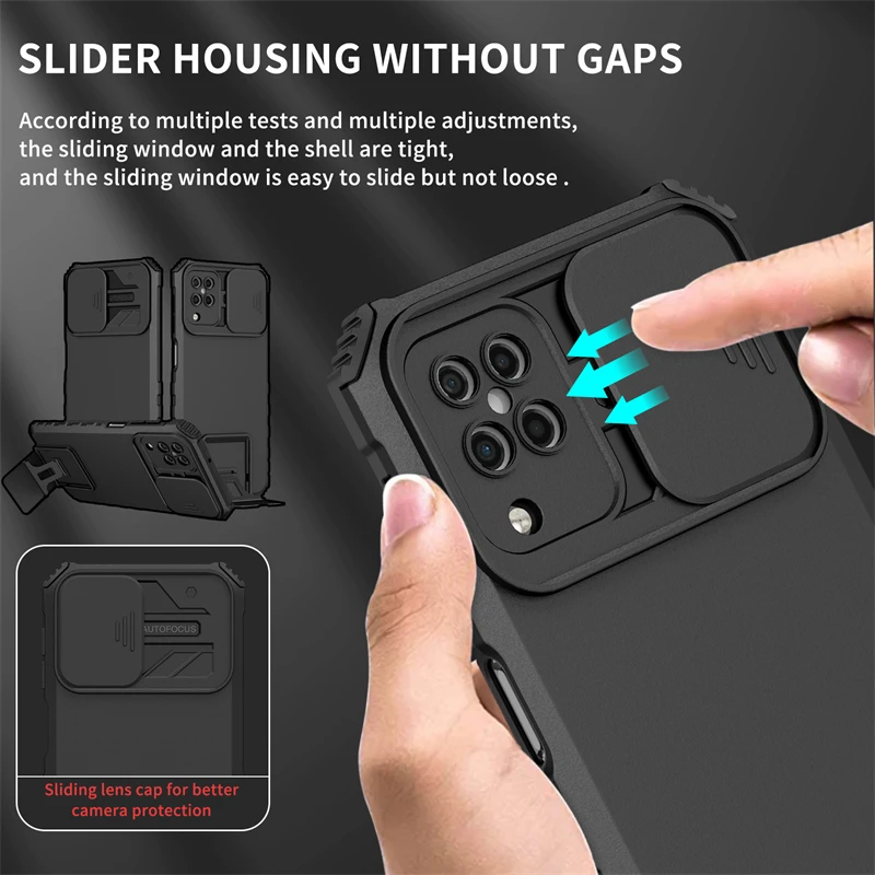 Per Samsung Galaxy A22 5G Custodia Armor Kickstand Slide Custodia Protettiva Per Fotocamera Per Samsung A22S A22 S A 22 S 22 S Cover Posteriore