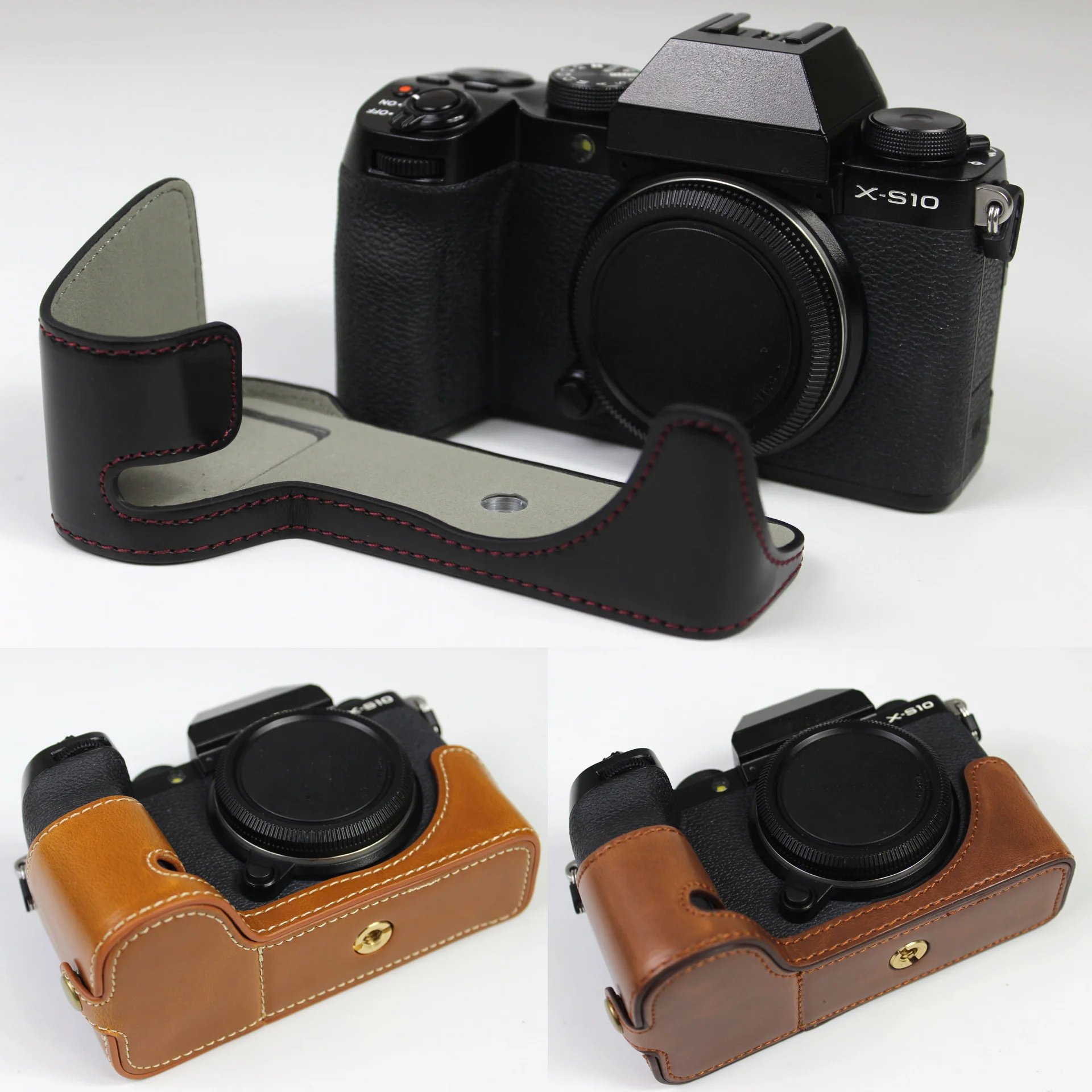 Impugnatura Per Mezza Fotocamera In Vera Pelle Per Fujifilm Fuji X-S10 S10