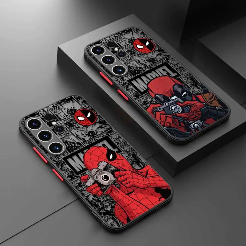 Custodia Opaca In Tpu Per Samsung Galaxy S24 S23 S22 S21 S20 Fe Ultra S10 S9 Plus Note 10Plus 20Ultra Marvel Deadpool Vs Spiderman Love
