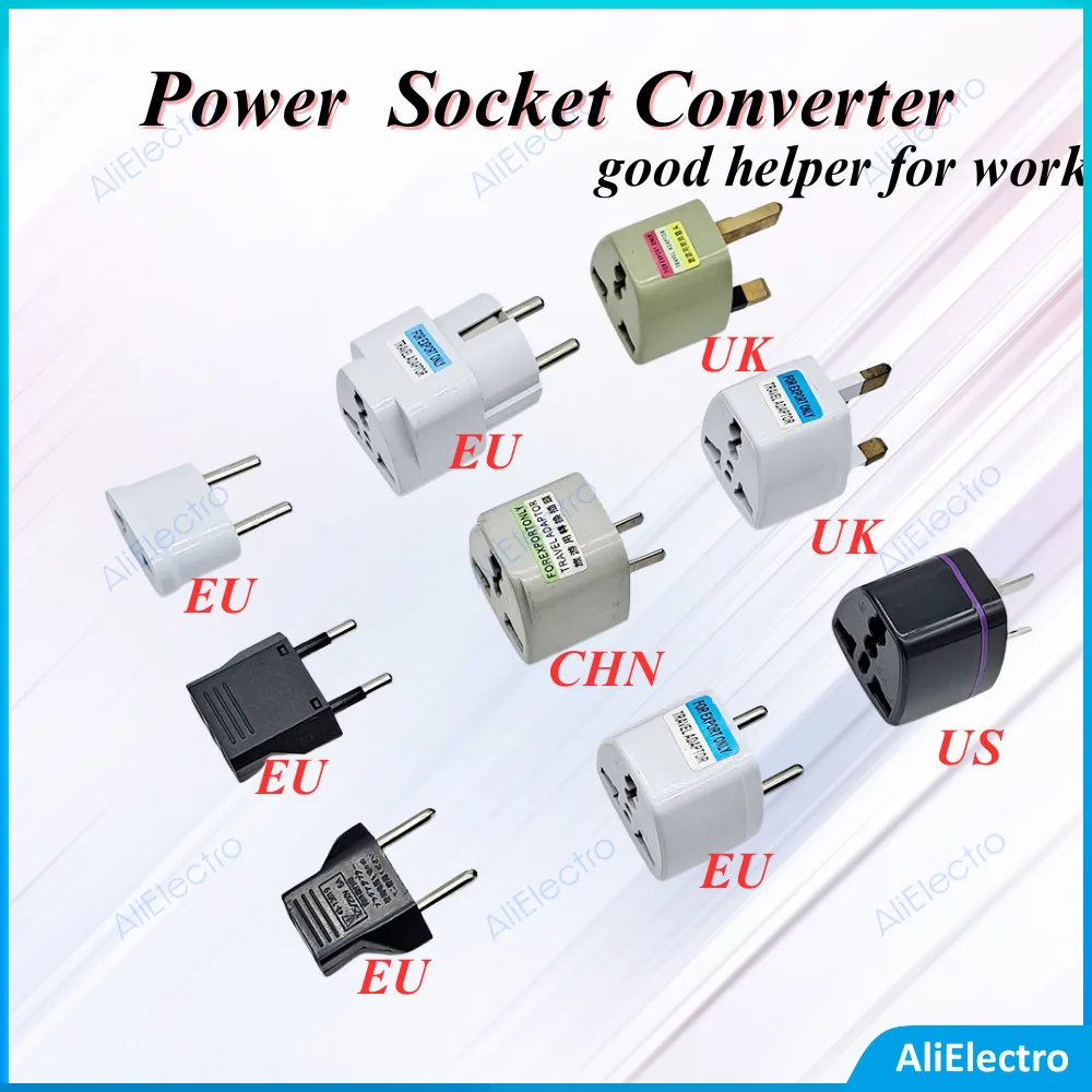 1Pc Universal Us Uk Au To Eu Plug Usa A Euro Europe Travel Wall Ac Power Charger Outlet Adapter Converter 2 Round Pin Socket