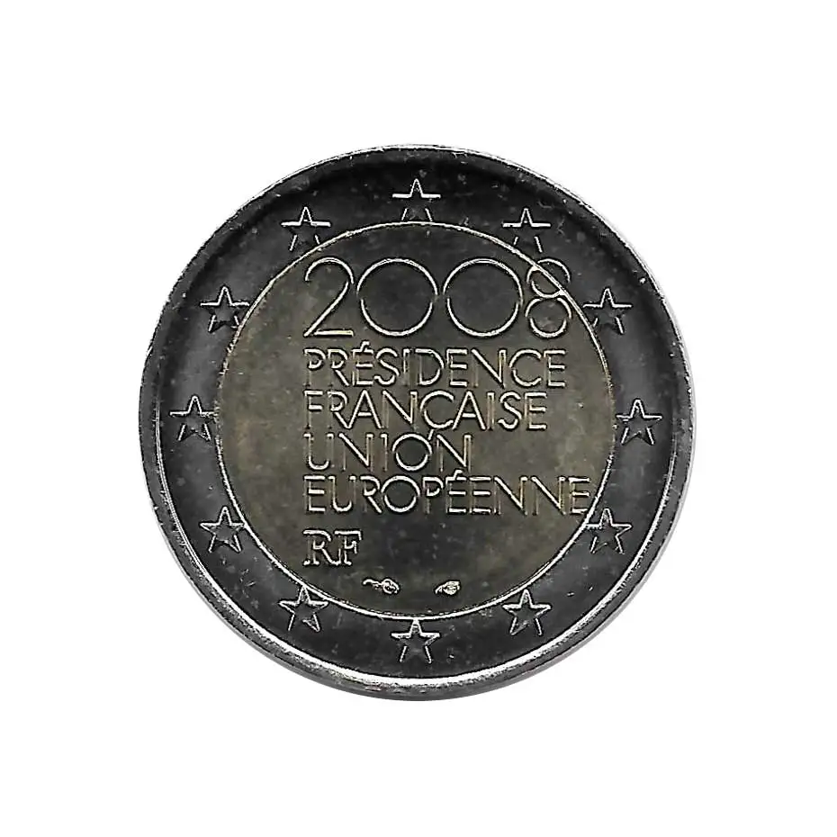 Moneta Originale 2 Euro Francia Presidenza Francese Anno Ue 2008 Unc Non Circolata