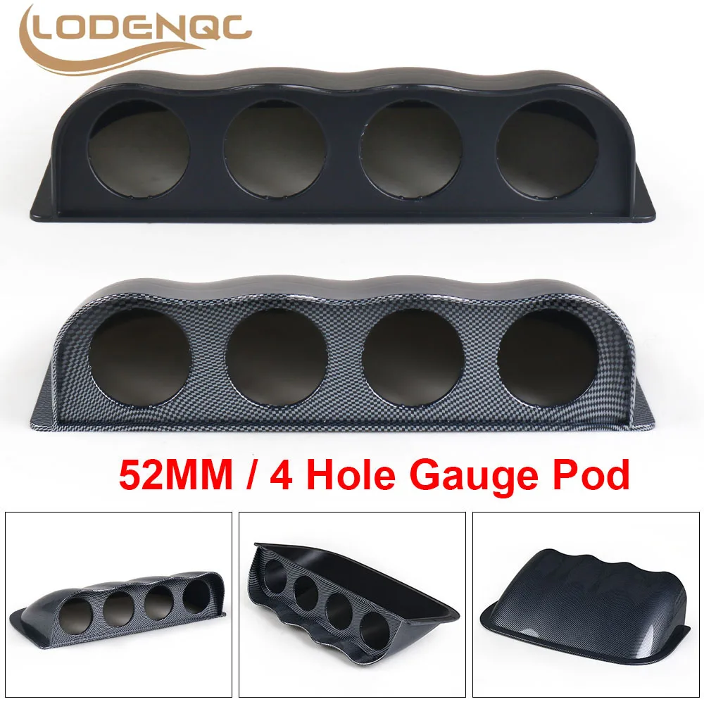 Lodenqc 2 Inch 52Mm Universal Racing Dash Board 4 Holes Gauge Pod Black Carbon Fiber Gauge Pod Mount Holder Bx101997