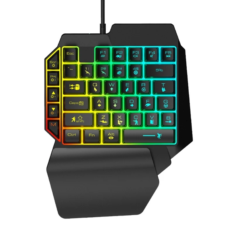 Tastiera Usb Con Una Sola Mano Cablata 35 Tasti Tastiera Da Gioco Luminosa Per Tablet Tastiera Da Gioco Ergonomica Per Computer