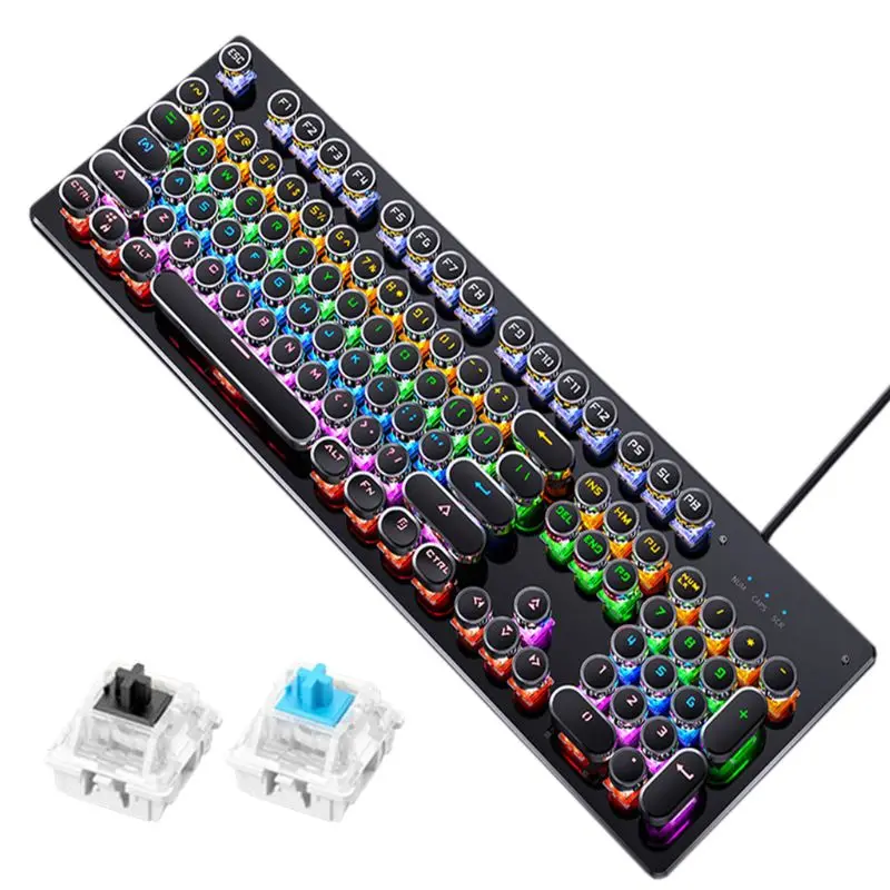 Tastiera Da Gioco Tastiere Per Computer 104 Tasti Retroilluminati Ergonomici Usb Cablati
