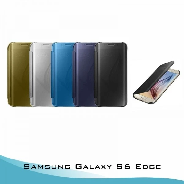 Custodia Flip Cover Per Samsung Galaxy S6 Edge Clear View-6 Colori