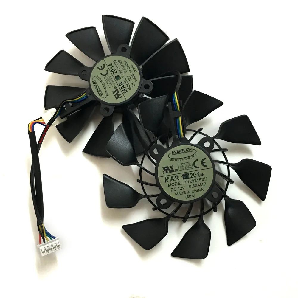 1 Set Gpu Cooler,95Mm 12V 0.5A T129215Su,Ventilatore Per Schede Grafiche,Per Asus R9 390X-Dc2-8Gd5,Per Asus R9 290-Dc2-4Gd5,Per Asus R9 280X-Dc2-3Gd5